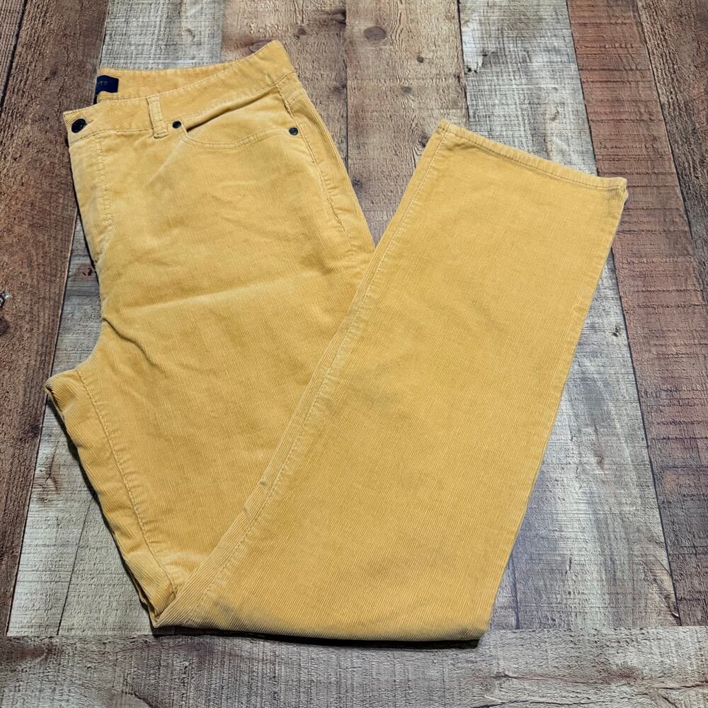 Talbot's Womens Yellow Corduroy Straight Leg Heritage Pants Sz 14 Classic Preppy